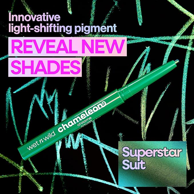 wet n wild Chameleon Chrome Eyeliner, Waterproof and Smudge-Proof, Multichrome Color Shift, Long-Lasting 18-Hour Wear, Cruelty-Free & Vegan - Electric Prism