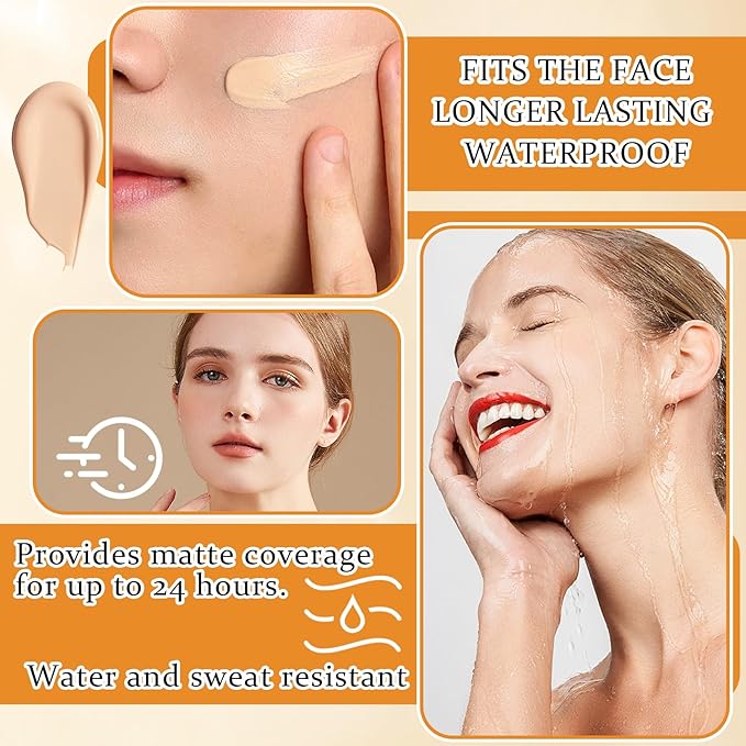 2Pcs Mushroom Head Air Cushion CC Cream Foundation Makeup,Moisturizing BB Cream Face Makeup Liquid Foundation,Long Lasting Full Coverage Concealer for All Skin TypesοΌNaturalοΌB