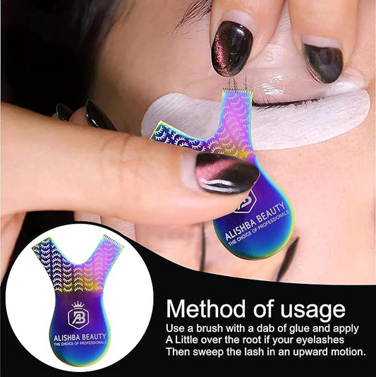 ALISHBA BEAUTY STAINLESS STEEL EASY LIFT Y-COMB SHAPE LASH LIFT BRUSH LASH LIFT PERM TOOL, TINT TOOL, EYELASH LIFT & MAKEUP BEAUTY TOOL FOR LASH GRAFTING YCOMB TOOL (RAINBOW)