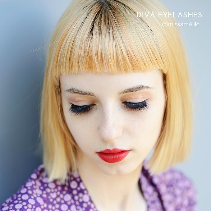 MissamΓ© DIVA Deluxe Beauty False Eyelashes Set Handmade with Premium Synthetic Fibers, Black, 1 Pair