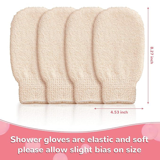 4 Pieces Bath Shower Mitt Exfoliating Mitt Scrubbing Glove Deep Exfoliating Bath Glove for Exfoliating Scrubber