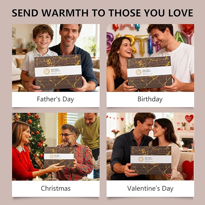 Christmas Gifts for Men, 30 Pcs Men Sandalwood Beard Grooming Set, Facial Skin Care Set, Bath & Body Gift Kit, Face Cleanser, Bath Bomb, Serum, Birthday, Valentines, Father Day, Husband, Holiday