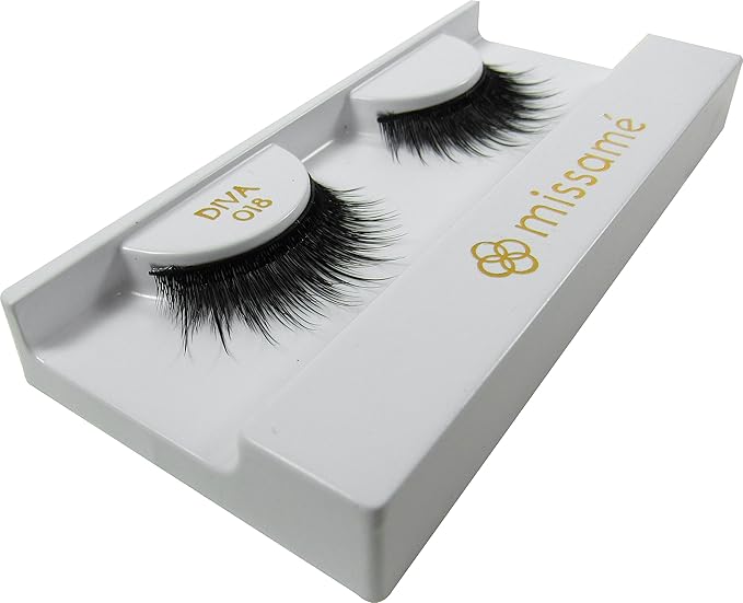 MissamΓ© DIVA Deluxe Beauty False Eyelashes Set Handmade with Premium Synthetic Fibers, Black, 1 Pair
