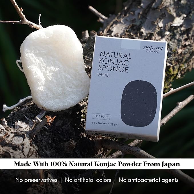 Natural Konjac Sponge Body (White), 1 Count (Pack of 1)