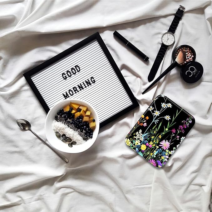 Beautiful Wildflowers Folding Travel Mirror Vanity Mirror PU Leather Portable Adjustable Rectangular Ultrathin Makeup Mirror,for Travel, Camping,Home