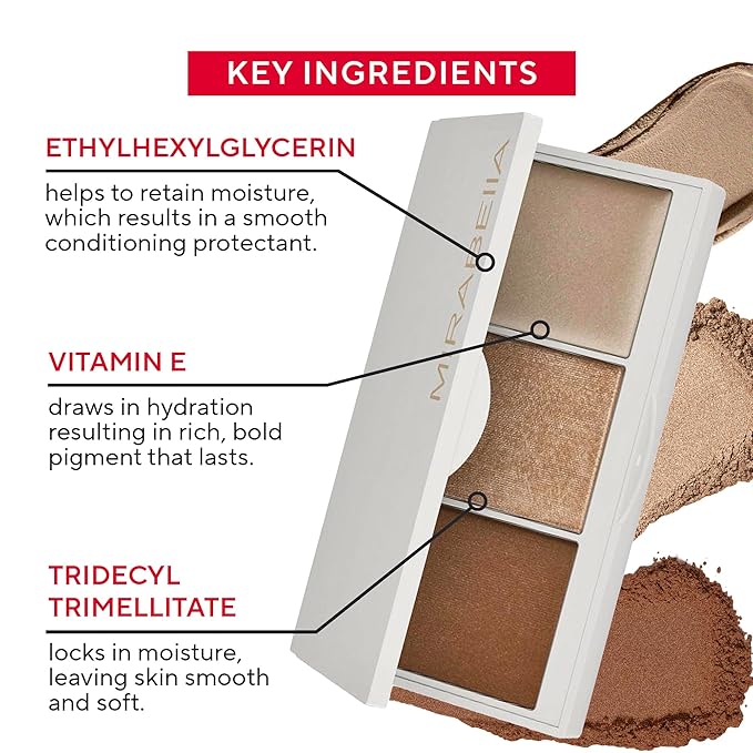 Mirabella Megastar Pro Face Trio Powder Contour Palette with Bronzer Powder & Cream Highlighter, Lightweight & Buildable Color Contour Makeup Creates a Flawless, Sculpted Look for All Skin Types