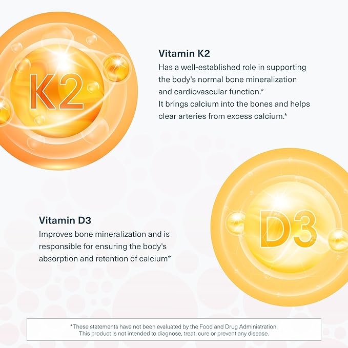 Youtheory K2D3 - Bone & Heart Health Support* - Combines Vitamin D3 & Vitamin K2 - Dairy, Soy & Gluten Free - Peach, 60 Vegetarian Gummies