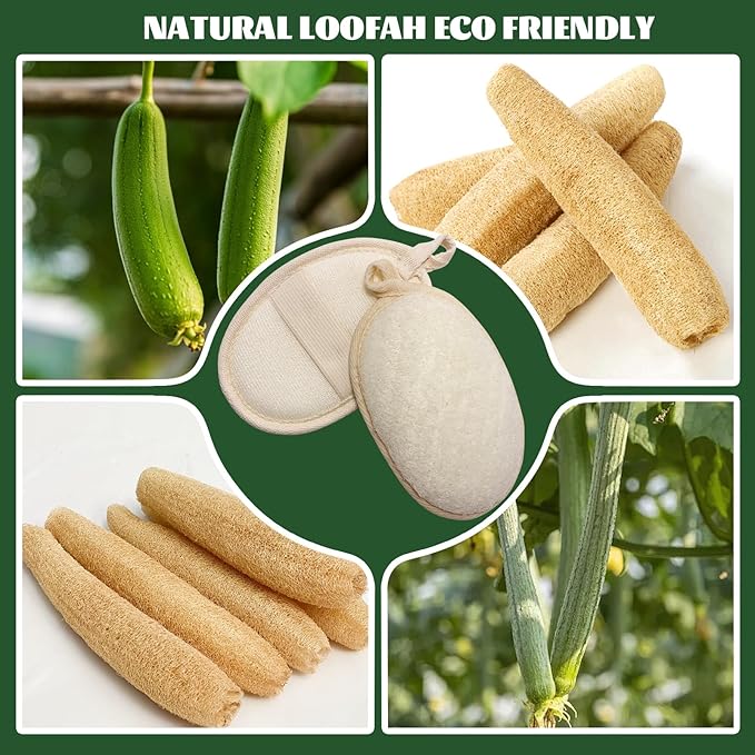 loofah exfoliating Body Scrubber, Perfect loofah Sponge for Men and Women use in Shower, Shower loofah (4 Packs) Made with Natural loofah, Shower Scrubber for Body, White