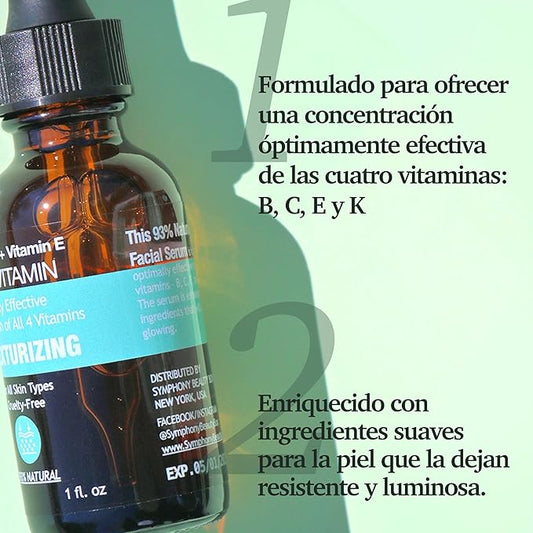 MADE IN USA NATURAL MULTI VITAMIN Facial Serum for Retexturizing Glowing Healthy Face Skin Antioxidants with Vitamin B C E K Concentration 30ml 1 fl oz - PURIFECT - Non Irritating Formula