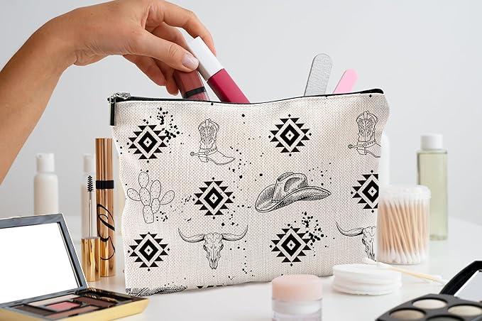 Western Makeup Bag, Gifts for Women, Cow Makeup Bag, Cowgirl Stuff and Gifts