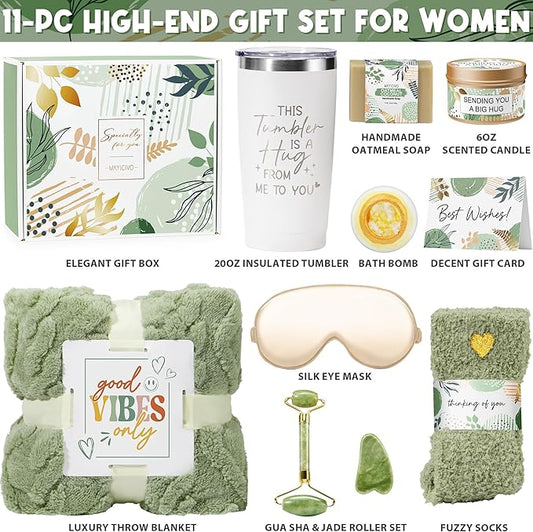 Self Care Gifts for Women Get Well Soon Gifts Basket, Birthday Gifts for Women Care Package Relaxing Spa Gifts Thinking of You Gifts w/ Blanket, Unique Christmas Gifts for Mom Her Friend Sister Wife
