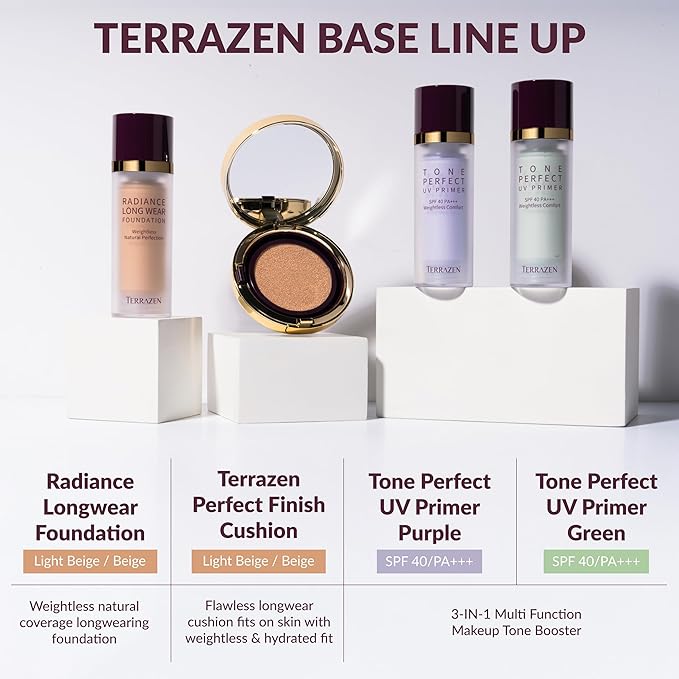 Korean Face Cushion Foundation Finish Glass Perfect Skin Long Lasting Medium High Coverage Semi Matte, 0.51 fl oz (Bright Beige, 1)