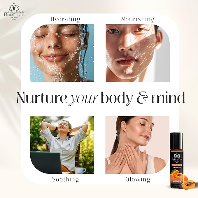 Apricot Kernel Facial Oil Roll On (10ml) Vitamin E Oil for Skin Face Roller or Ayurveda Skin Care, Vitamin E Oil for Face & Eye Roller, Facial Roller or Roller for Face and Skin Oil