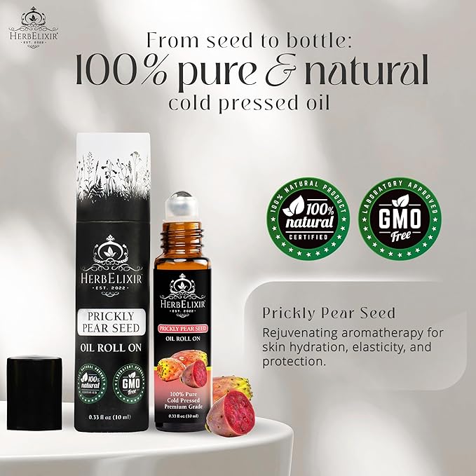 Prickly Pear Facial Oil Roll On (10ml) Vitamin E Oil for Skin Face Roller or Ayurveda Skin Care, Vitamin E Oil for Face & Eye Roller, Facial Roller or Roller for Face-Nourish Skin