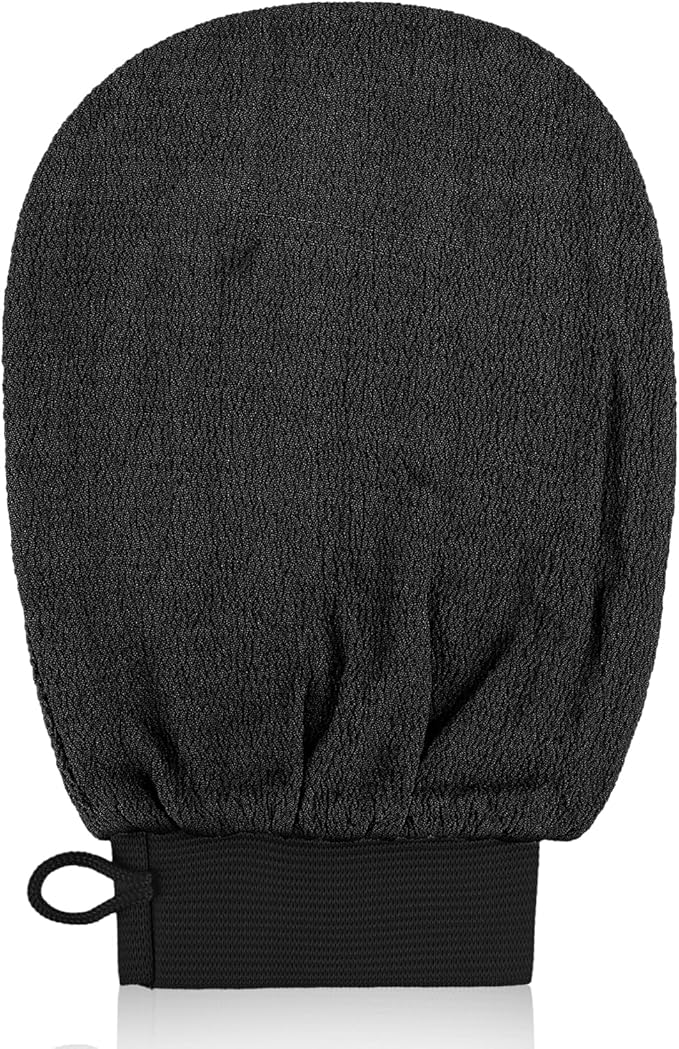 Exfoliating Glove Body Scrubber Exfoliator 1 PC Korean Washcloth Skincare Remover Deep Scrub Loofah Cleansing Mitts Exfoliate Cloth Exfoliation Scrubbing Bath Shower Soap Sponge Hand Towel (Black)