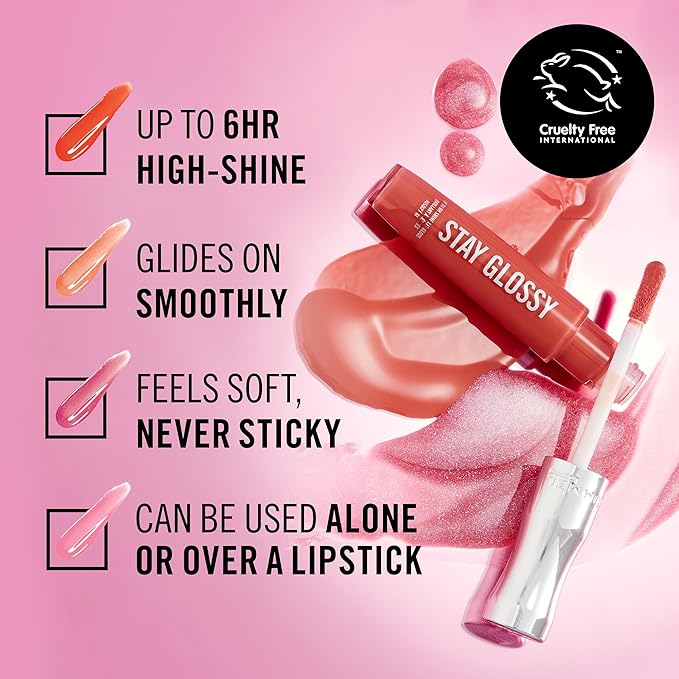 Rimmel Stay Glossy Lip Gloss - Non-Sticky and Lightweight Formula for Lip Color and Shine - 815 Halo-There, .18oz