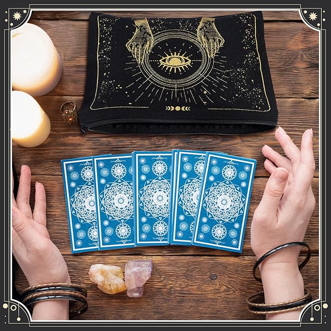 Kajaia 12 Pcs Witch Tarot Makeup Bags Cute Portable Travel Purse Toiletry Pocket Make up Organizer Storage Zipper Pouch Makeup Brush Cosmetic Bags for Women Adult Aesthetic Stuff