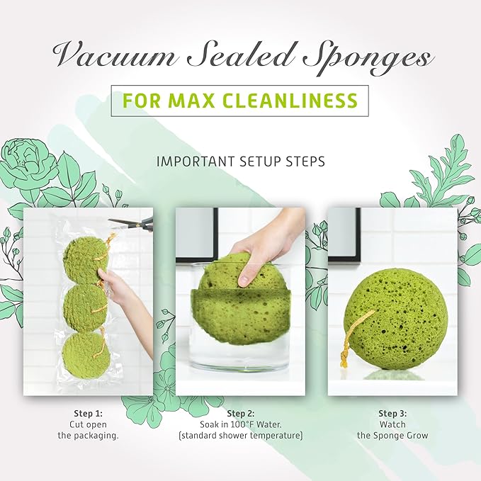 Spongentle Deep Cleansing Body Loofah Sponge, Natural Colors, for Bath and Shower, Multiple Textures for Gentle and Deep Exfoliation, Generous and Rich Lather, (Pack of 3)