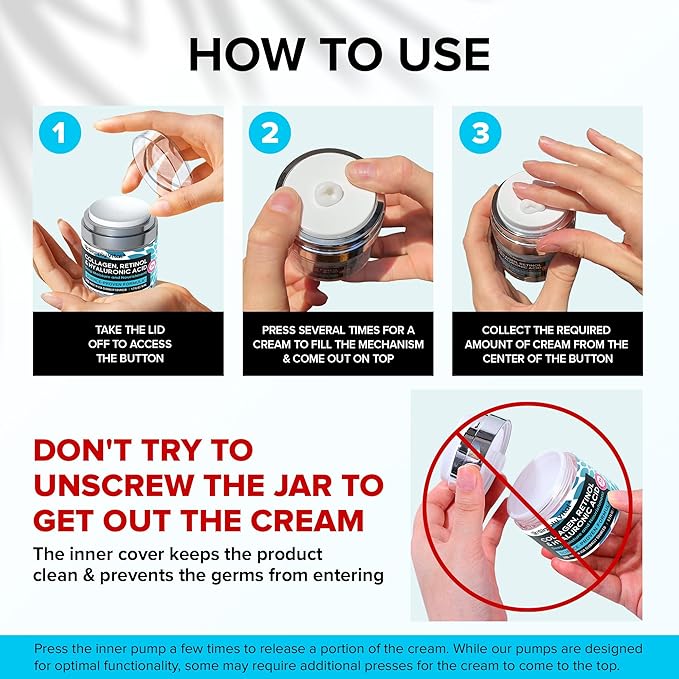 SimplyVital Collagen, Retinol & Hyaluronic Acid Cream - Anti-Aging Face Moisturizer for Face, Firming Skin Care Neck & DΓ©colletΓ© - Made in USA, Daily Moisturizer Face Cream Day & Night - 1.7 fl.oz.