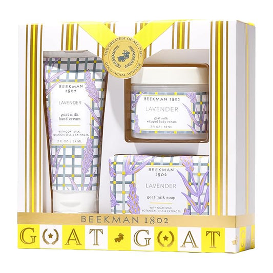 Beekman 1802 All is Calm Lavender 3-Piece Bodycare Gift Set, Cleanses, Nourishes, and Hydrates with Lactic Acid & Shea Butter, Good for Sensitive Skin, Gifts for Her