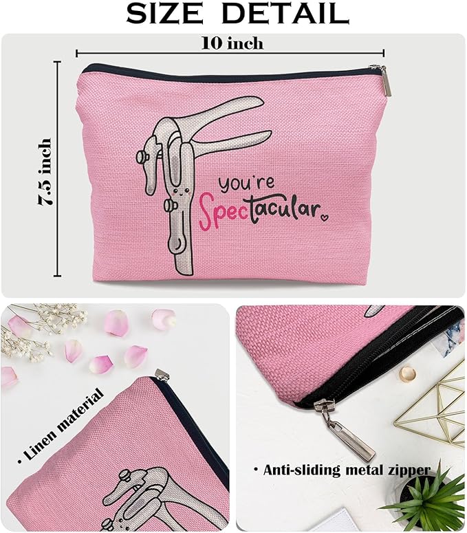 Ayxvt Obgyn Cosmetic Make up Bag - Obgyn Gifts Makeup Bag, Medical Office Decor, Obgyn Gifts for Doctors, Midwife Gifts Cosmetic Bag, Gifts Ideas for Doctors (Pink)