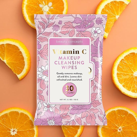Beauty Concepts Facial Wipe Set - Packs of Face Wipes, Makeup Removing Wipes, Vitamin C, Collagen, Rosehip, & Coconut