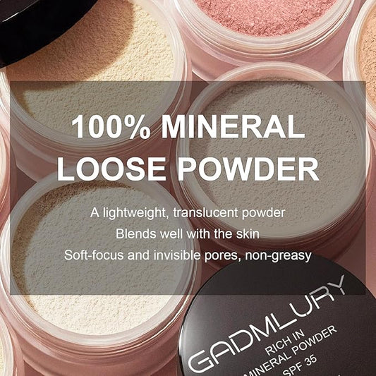 Mineral Powder Foundation, SPF 35, Sunscreen Lightweight Loose Powder, Skin-Improving, Buildable Coverage, Natural Glow Base Makeup (#06 Medium Beige Foundation Makeup)