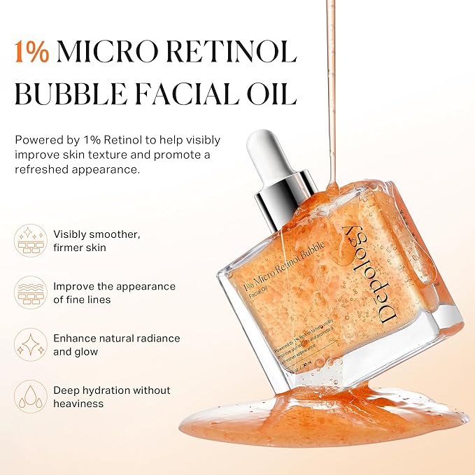 1% Retinol Face Oil with Firming, Smoothing & Glowingβ Retinol Serum for Face, Lightweight Squalane Facial Oil for Fine Lines, Texture & Anti-Aging, Gentle for All Skin 1.01 fl oz