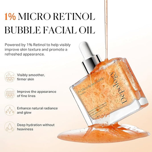 1% Retinol Face Oil with Firming, Smoothing & Glowingβ Retinol Serum for Face, Lightweight Squalane Facial Oil for Fine Lines, Texture & Anti-Aging, Gentle for All Skin 1.01 fl oz