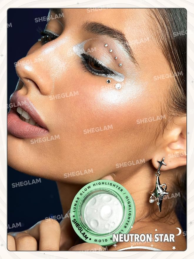 SHEGLAM Lunar Glow Highlighter Face Highlighter Multichrome Glitter Shimmer Highlighter Makeup Eye Face Body Highlighter Illuminator, Silky Creamy Eyeshadow-Neutron Star