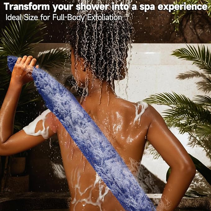 SubSahara Authentic African Net Sponge - 2 Pieces Exfoliating Scrubber for All Skin Types, Bath Sponge for Face & Body, Travel Portable, Durable, Gentle Exfoliation (Dark Blue & Forest Green)