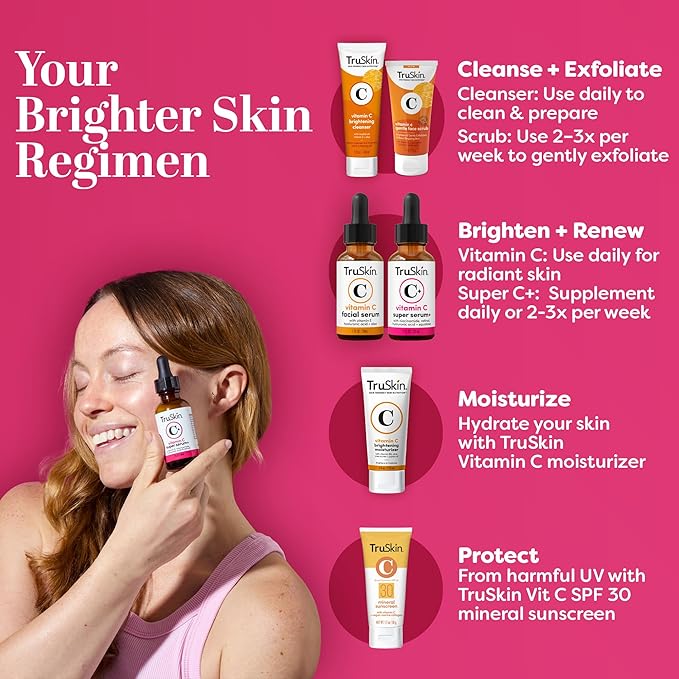 TruSkin Vitamin C Super Serum - Niacinamide, Retinol, Hyaluronic & Salicylic Acid - All-in-One Anti Aging Serum for Face β Improve Appearance of Dark Spots, Firmness for Brighter Looking Skin, 1 Fl Oz