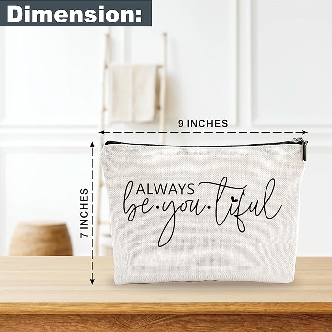 Minimalism Makeup Bag - Always Be-You-Tiful - Positive Quotes Cosmetic Bag, Toiletry Bag Gift For Girls, Teen, Sister, Besties, Personal Care & Accessories - A02
