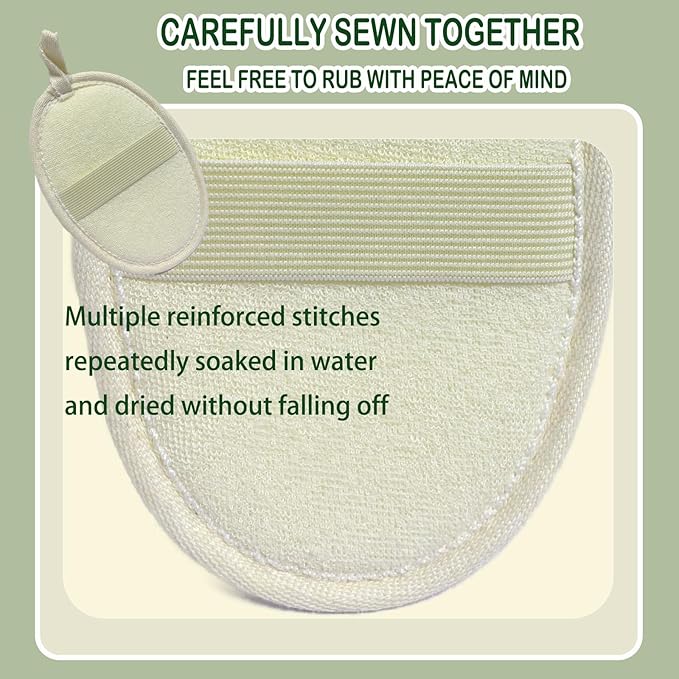 (3 PCS) Natural Loofah Sponge Exfoliating Body Scrubber,Made with Eco-Friendly and Biodegradable Shower Luffa Sponge, Loofah for Women and Men,with Rust-Proof Hook, Beige,11x16cm