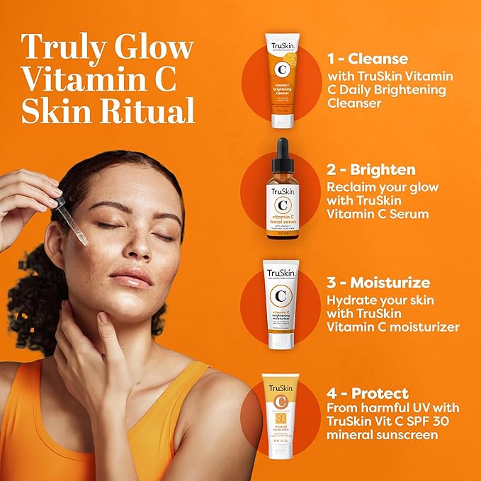 TruSkin Vitamin C Serum For Face β Anti Aging Face Serum with Vitamin C, Hyaluronic Acid, Vitamin E β Brightening Formula β Improve Appearance of Dark Spots, Tone, Fine Lines & Wrinkles, 2 Fl Oz