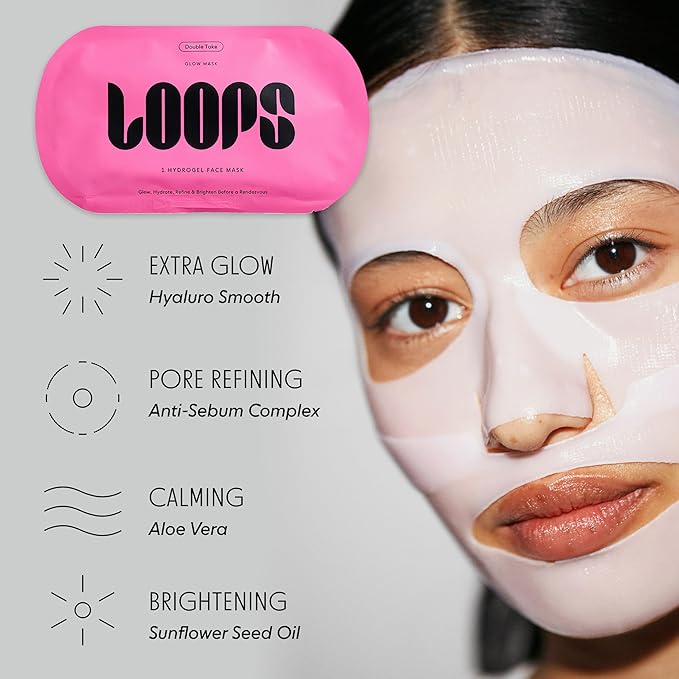 LOOPS Glow Gang Mask Set β Weekly Reset for Rejuvenation, Double Take for Glowing Skin, Sunrise Service for Brightening β Hydrating and Pore Refining β Safe for Sensitive Skin