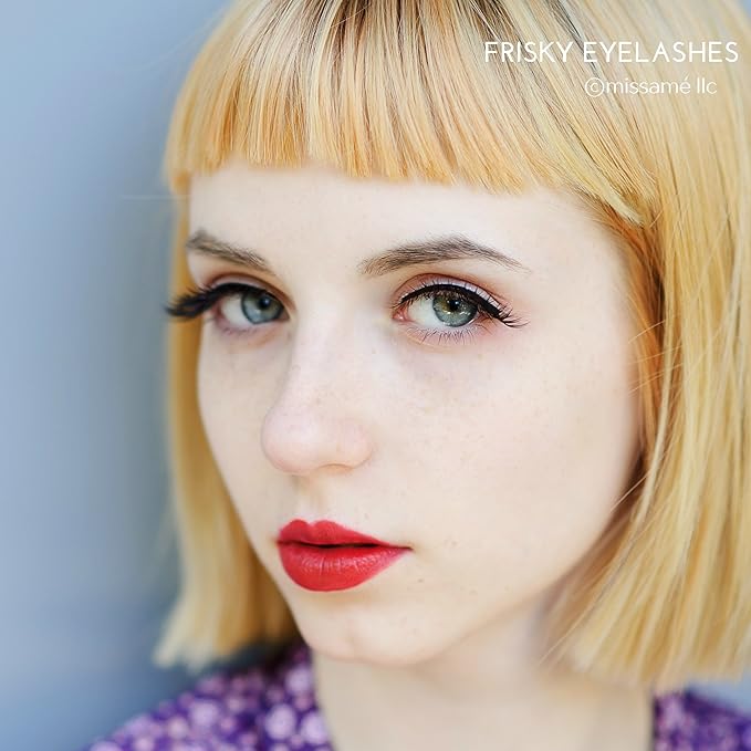MissamΓ© FRISKY Glamour Flare False Eyelashes Set Handmade with Premium Synthetic Fibers, Black, 1 Pair
