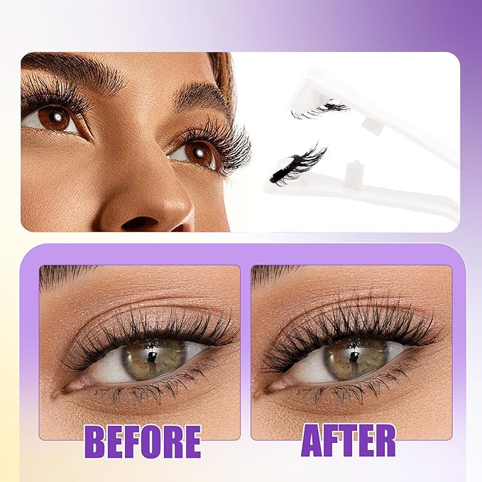 2-Pairs Reusable Magnetic Eyelashes with Applicator: Natural Look, Reusable, No Glue or Liner Needed, Wendy, K8+604-1