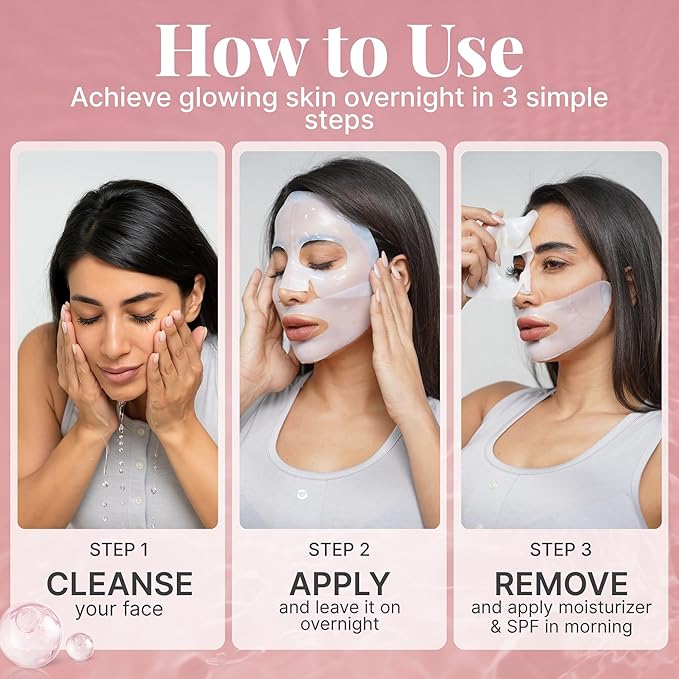 Bio Collagen Face Mask Overnight, 6 Pack β Hydrogel Korean Face Masks, Hydrating Collagen Mask for All Skin Types, Anti-Aging Face Masks Skincare, Deep Moisturizing, Improves Elasticity & Radiance
