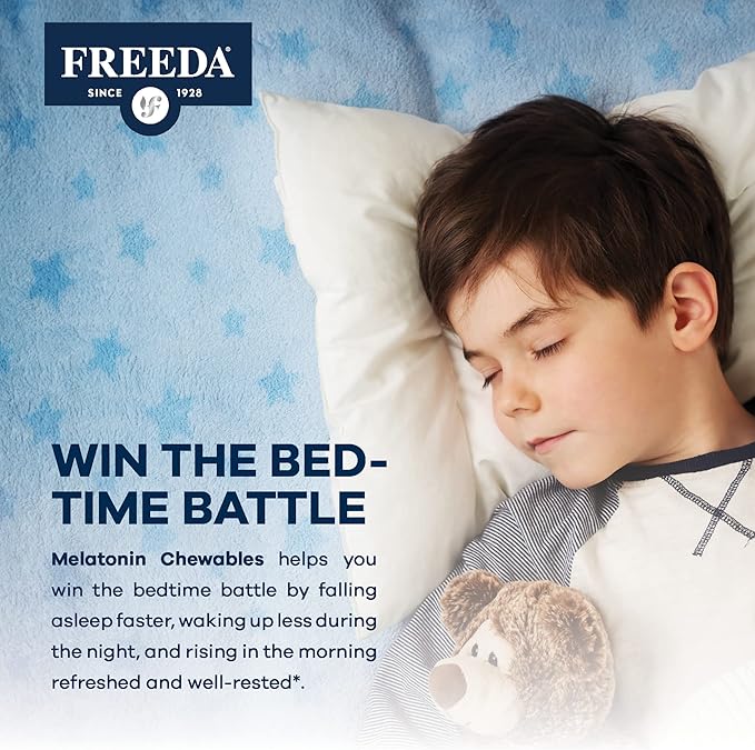 FREEDA Melatonin 2mg Sugar-Free Chewables β Natural Sleep Aid for Adults & Kids β Vegan, Kosher, Gluten-Free, Non-GMO, Easy Bedtime Support β 240 Tablets