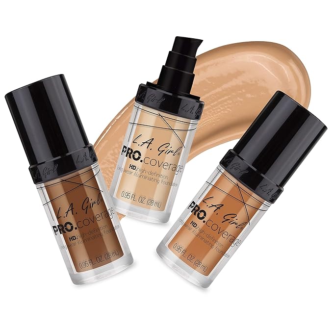 L.A. Girl Pro.Coverage Illuminating Foundation, Coffee GLM654 (Pack of 3)
