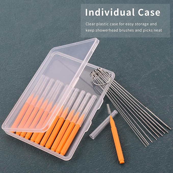 Shower Head Cleaner Brushes, Shower Head Cleaning Picks Shower Head Cleaning Brush Buid Up Mineral Cleaning Brush for Small Holes Gaps Nozzles Crevices with Store Box