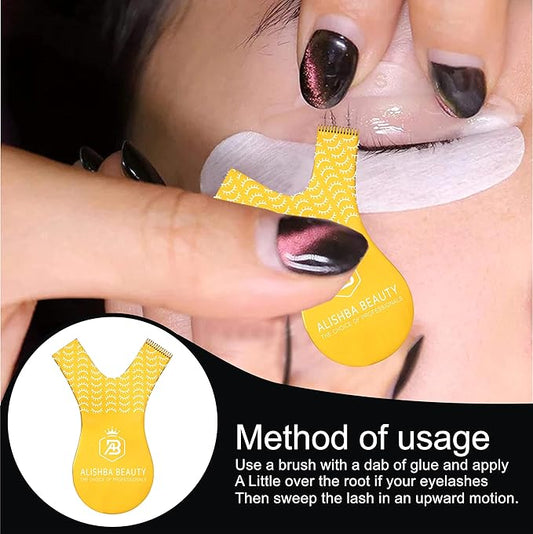 ALISHBA BEAUTY STAINLESS STEEL EASY LIFT Y-COMB SHAPE LASH LIFT BRUSH LASH LIFT PERM TOOL, TINT TOOL, EYELASH LIFT & MAKEUP BEAUTY TOOL FOR LASH GRAFTING YCOMB TOOL (GOLD)
