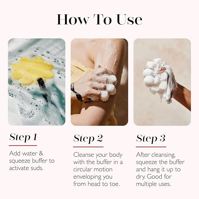 Spongelle Bulgarian Rose Wild Flower Buffer Body Scrubber with Box | Bath & Shower Loofah for Women | Exfoliator with Body Wash Infused | 14+ uses