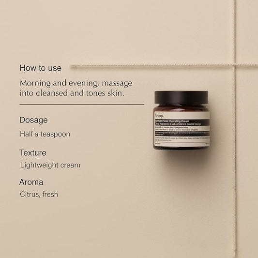 Aesop Mandarin Facial Hydrating Cream | Cools, Tones, and Balances Normal And Combination Skin | Mandarin Rind, Lemon Rind, Tangerine Rind | 2.1 oz / 60 mL