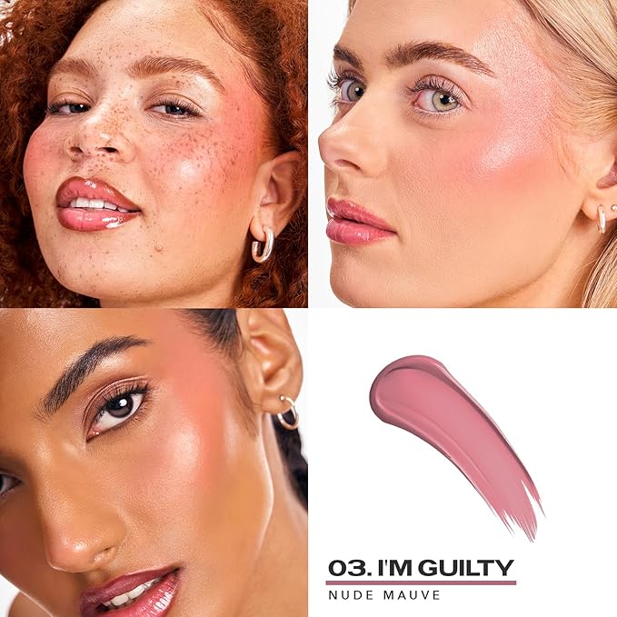Sacheu Cheek STAY-N Liquid Blush for Cheeks β High Pigment, Buildable, Lightweight Cream Blush Infused With Squalane, for Dewy & Radiant Flushed Cheeks β Long-lasting & Cruelty Free, I'm Guilty