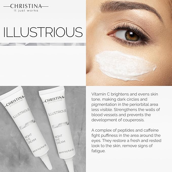 -CHRISTINA- Illustrious Night Eye Cream with Retinol and Vitamin C | Under Eye Cream Revitalizes, Brightens, Nourishes the Skin | Night Cream for All Skin Types 15ml