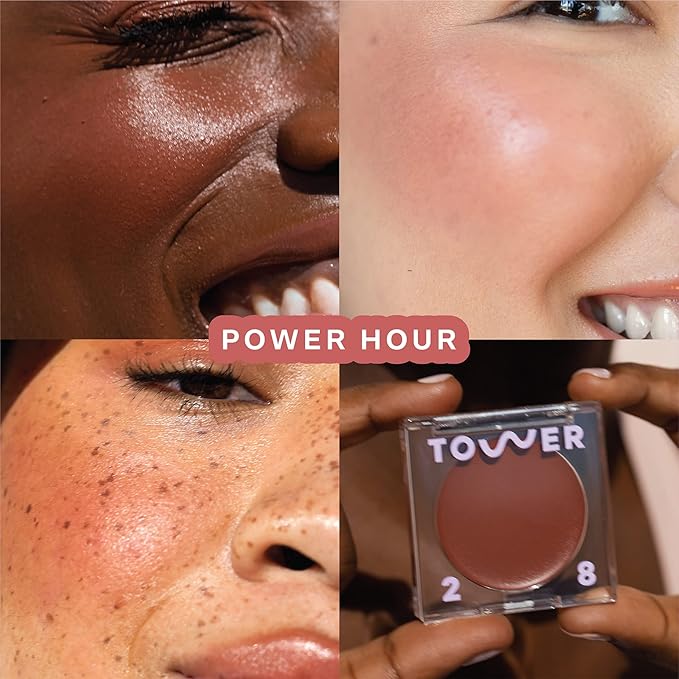 Tower 28 Beauty BeachPlease Cream Blush for Cheeks and Lips - Multi-Purpose Lip and Cheek Tint in Orange Blush - for Sensitive Skin β Color POWER HOUR, Luminous Finish