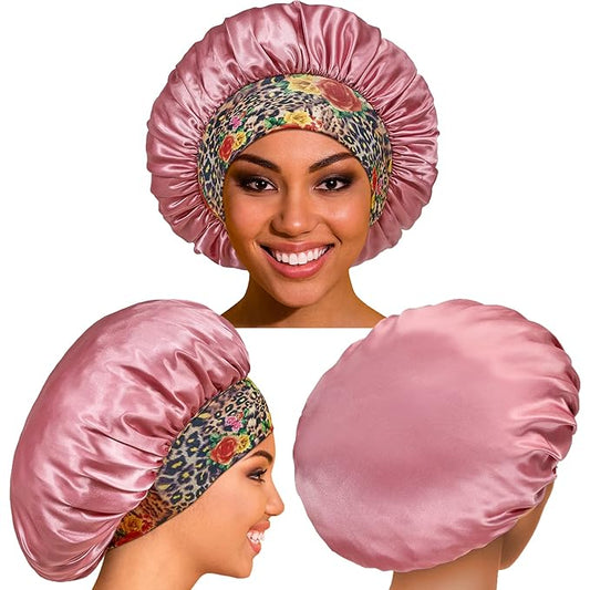 4 Pack Satin Bonnet Silk Bonnet for Sleeping Women, Hair Sleep Bonnets for Women, Wide Soft Band Sleep Cap for Curly Hair Braids