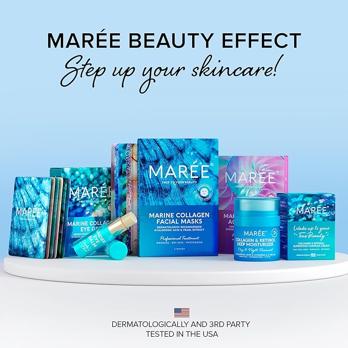 MAREE Eye Gels - Under Eye Patches for Puffy Eyes and Dark Circles with Natural Marine Collagen & Hyaluronic Acid - Anti-Aging Masks for Face to Soothe Puffiness